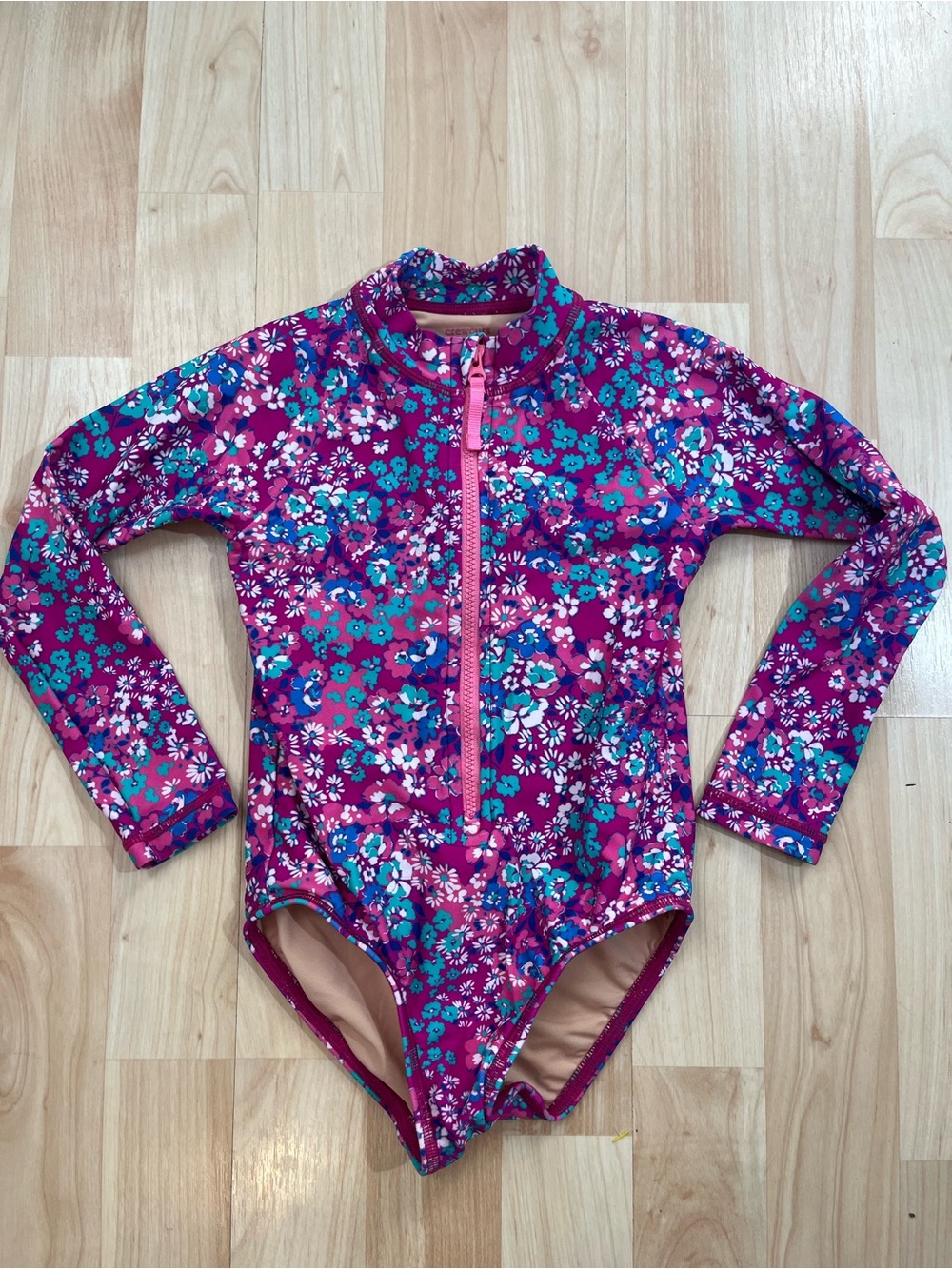 CrewCuts girls floral long sleeve one piece bathing suit size 3